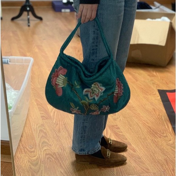 Moyna Handbag Floral Embroidery Boho Fairy Fairycore Mermaidcore Tapestry - Picture 5 of 10